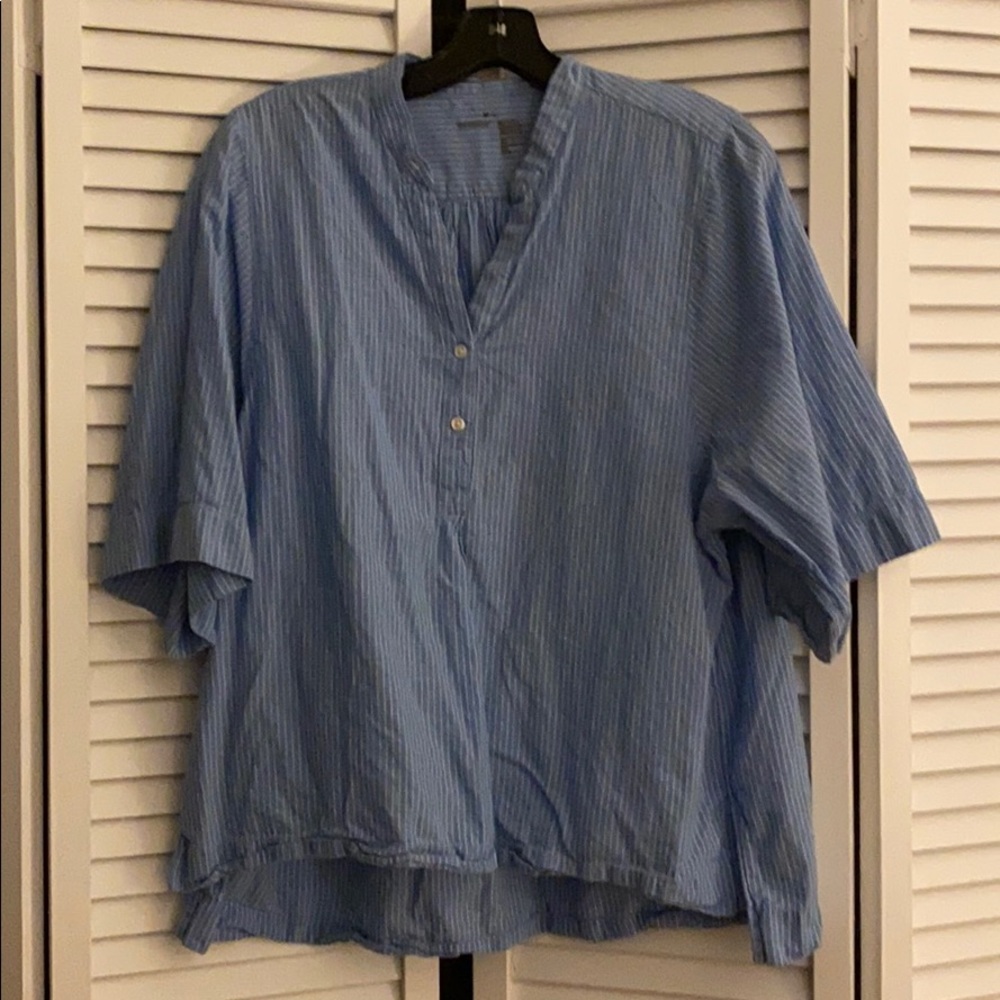 MUJI Stripped Blue Short-Sleeved Shirt